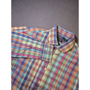 Polo Ralph‎ Lauren Shirt Mens L Multicolor Plaid Madras Style Regent Custom Fit